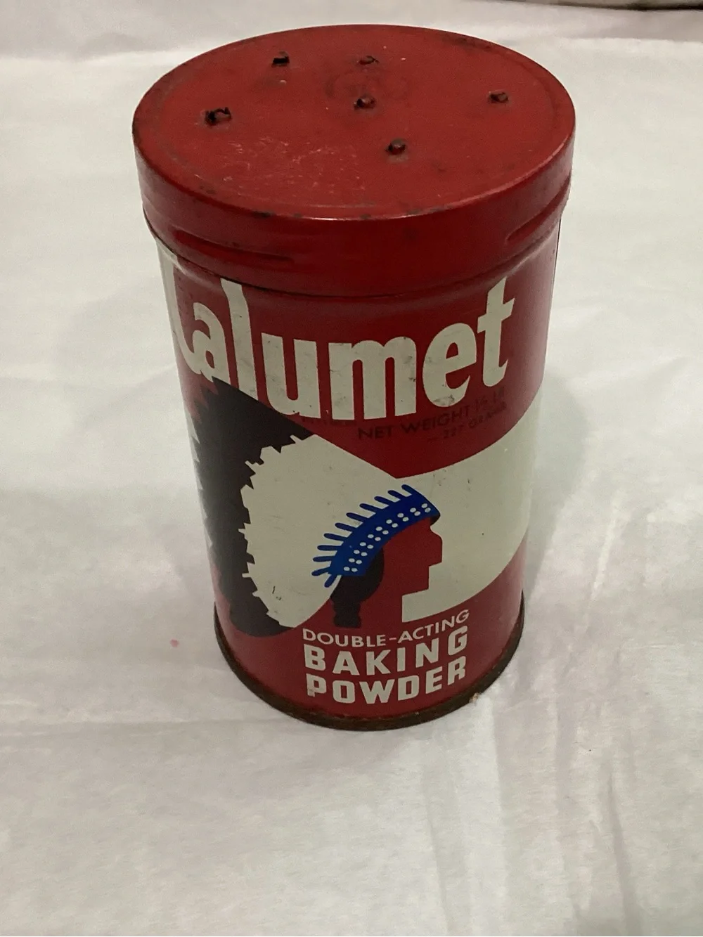 Vtg. Calumet Double-Acting BAKING POWDER tin container, 1950s